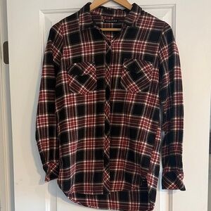 Volcom Black and Red Plaid Button-Down Shirt